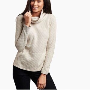 KÜHL Athena Pullover Dove Quilted Funnel Neck XS Wool Blend Performance Sweater